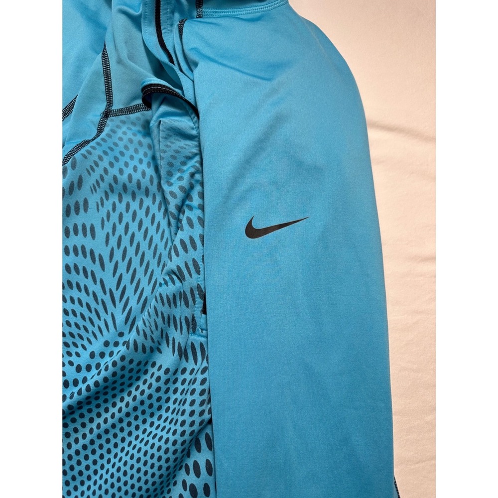 Nike Pro Womens Blue Black Dot Pattern Quarter Zip Long Sleeve Training Top M - Picture 9 of 10